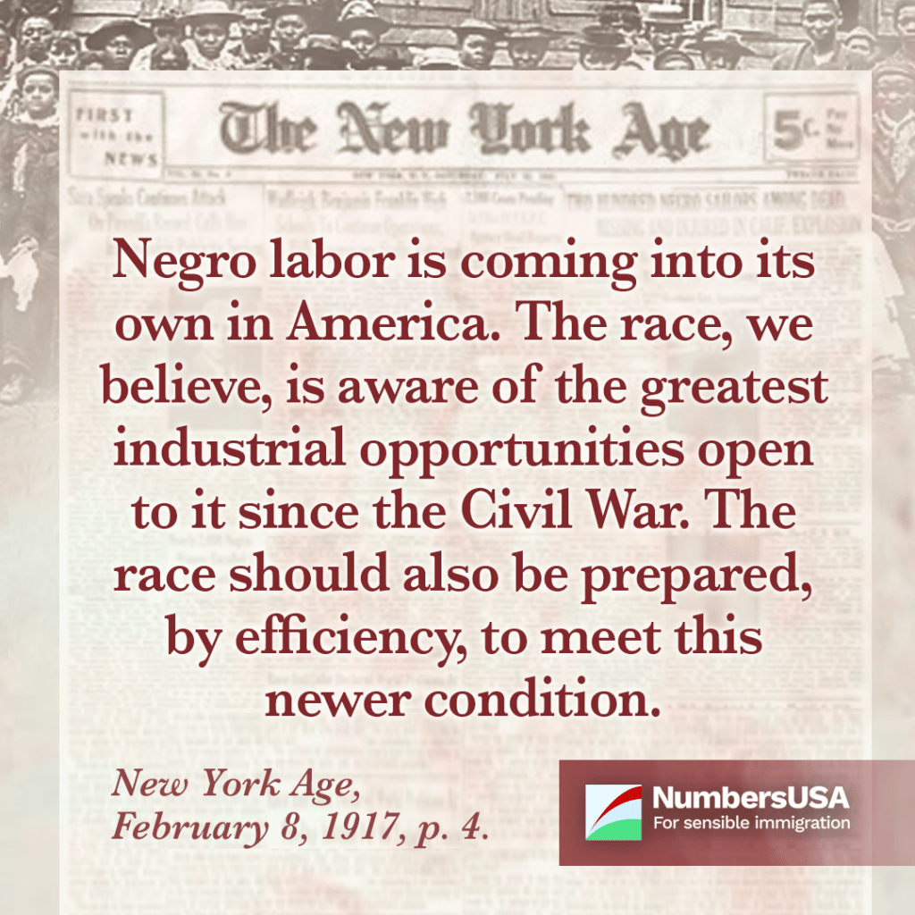 New York Age: WWI presents Black Americans with the greatest industrial opportunities open to them since the Civil War.